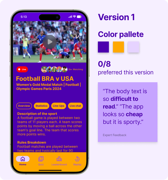 Version 1 color palette